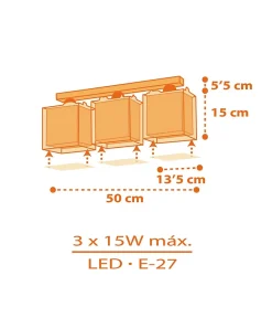 Plafonnier pour enfants à 3 lampes Dinos Dinosaures