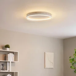 Plafonnier épuré LED dimmable rond blanc de 60 cm - Soléane