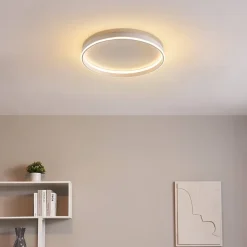 Plafonnier épuré LED dimmable rond blanc de 60 cm - Soléane