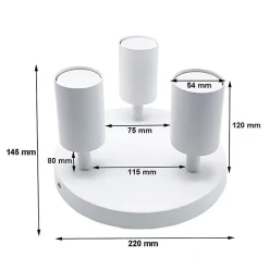Plafonnier Rond 3 Spots Orientables Alu Blanc pour Ampoule GU10 - SILAMP