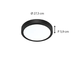 Plafonnier rond IP65 (1800LM) Noir - Voltman