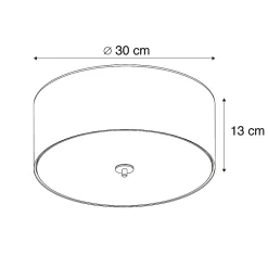 Plafonnier rond rustique blanc/crème 30 cm - Drum Jute