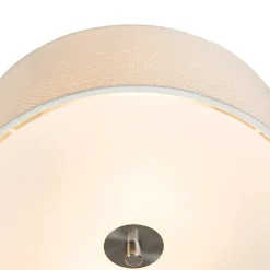 Plafonnier rond rustique blanc/crème 30 cm - Drum Jute