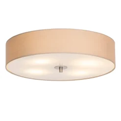 Plafonnier rond rustique beige 50 cm - Drum