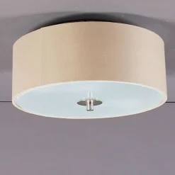 Plafonnier rond rustique beige 30 cm - Drum