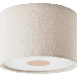 Plafonnier rond tissu bouclette Teddy blanc Ø35cm IP20 E27 20W Brilliant