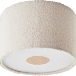 Plafonnier rond tissu bouclette Teddy blanc Ø35cm IP20 E27 20W Brilliant
