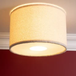 Plafonnier rond tissu bouclette Teddy blanc Ø35cm IP20 E27 20W Brilliant