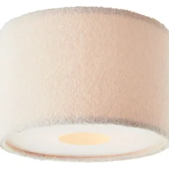 Plafonnier rond tissu bouclette Teddy blanc Ø35cm IP20 E27 20W Brilliant