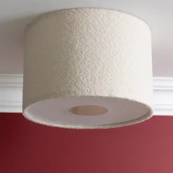 Plafonnier rond tissu bouclette Teddy blanc Ø35cm IP20 E27 20W Brilliant