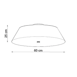 Plafonnier rouleau en tissu et verre et métal noir 60 x 25 cm