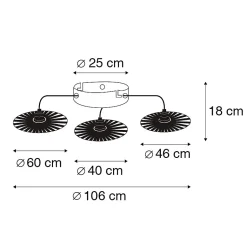 Plafonnier rural noir 3 lumières - Leia