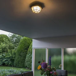 Plafonnier rustique gris foncé 21,3 cm IP44 - Bri