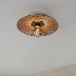 Plafonnier rustique noir avec corde Sacha