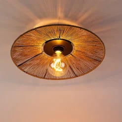 Plafonnier rustique noir avec corde Sacha