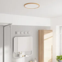 Plafonnier salle de bain effet bois LED integrée Solidaster blanc chaud, neutre Ø.29,4cm IP44 1600lm 14.5W GoodHome