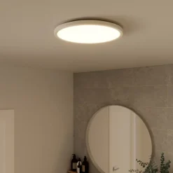 Plafonnier salle de bain blanc LED integrée Solidaster blanc chaud, neutre Ø.29,4cm IP44 1600lm 14.5W GoodHome