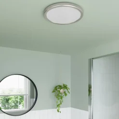 Plafonnier salle de bain gris chromé LED integrée Solidaster blanc chaud, neutre Ø.30cm IP44 1600lm 14.5W GoodHome