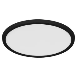 Plafonnier salle de bain noir LED integrée Solidaster blanc chaud, neutre Ø.29,4cm IP44 1600lm 14.5W GoodHome