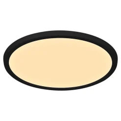 Plafonnier salle de bain noir LED integrée Solidaster blanc chaud, neutre Ø.29,4cm IP44 1600lm 14.5W GoodHome