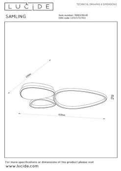 Plafonnier SAMLING en métal avec LED intégré - Taupe - Lucide