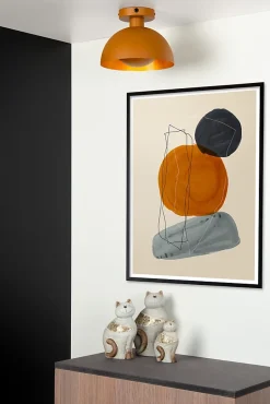 Plafonnier SIEMON en acier avec 1xE27 - Jaune Ocre - Lucide