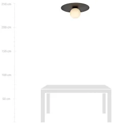 Plafonnier SOLAR 1 BLACK/OPAL, Emibig Lighting, Fabriqué en EU