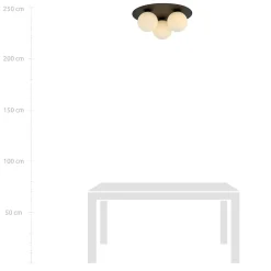 Plafonnier SOLAR 3 BLACK/OPAL, Emibig Lighting, Fabriqué en EU