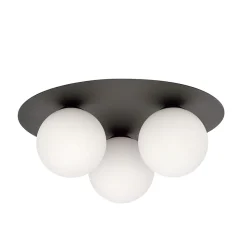 Plafonnier SOLAR 3 BLACK/OPAL, Emibig Lighting, Fabriqué en EU