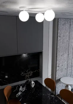 Plafonnier SOPRA 3 WH OPAL, Emibig Lighting, Fabriqué en EU