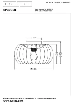 Plafonnier SPENCER en feutrine avec 1xE27 - Gris - Lucide