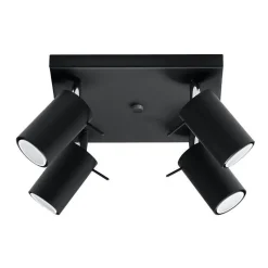 Plafonnier Spot Carré Noir Orientable pour 4 Ampoules GU10 - SILAMP