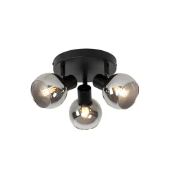 Plafonnier spot noir avec verre fumé 3 lumières - Vidro