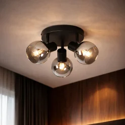 Plafonnier spot noir avec verre fumé 3 lumières - Vidro