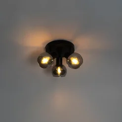 Plafonnier spot noir avec verre fumé 3 lumières - Vidro