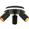 Plafonnier spot orientable rond 3 lumières LED CCT réglable 3000-6000K noir design moderne Parma