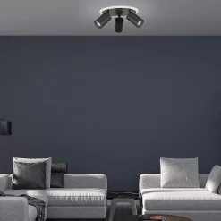 Plafonnier spot orientable rond 3 lumières LED CCT réglable 3000-6000K noir design moderne Parma