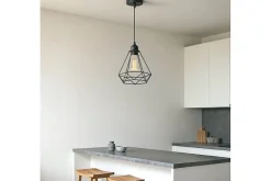 Plafonnier suspension luminaire métal noir 20,5x25 cm