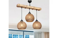 Plafonnier suspension luminaire noyer beige 50x20x63 cm