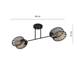 Plafonnier TALIA 2 BLACK, Emibig Lighting, Fabriqué en EU