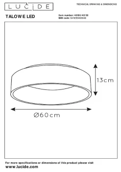 Plafonnier TALOWE LED en aluminium avec LED intégré - Noir - Lucide