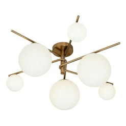 Plafonnier tendance doré et verre blanc - Belisto