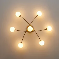 Plafonnier tendance métal et verre blanc - Estrela