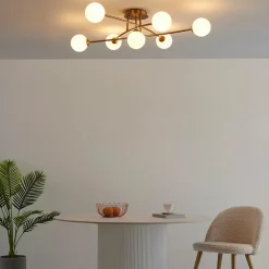 Plafonnier tendance métal et verre blanc - Estrela