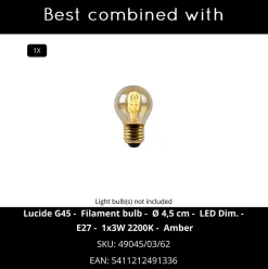 Plafonnier TRICIA en métal avec 1xE27 - Or Mat / Laiton - Lucide