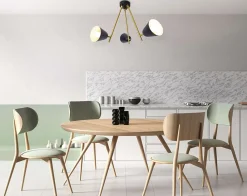 Plafonnier 'TRITON' à 3 lampes en métal noir avec douille E27, éclairage pour le salon, la table à manger ou le bureau