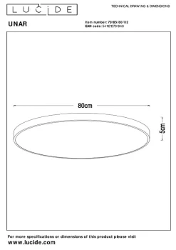 Plafonnier UNAR en acrylique avec LED intégré - Or Mat / Laiton - Lucide