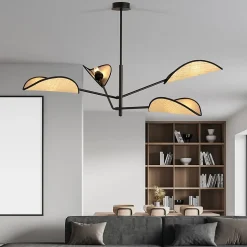 Plafonnier VENE 4 BLACK/RATTAN, Emibig Lighting, Fabriqué en EU