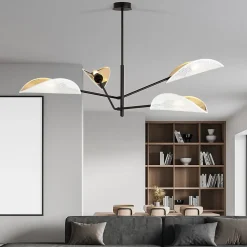 Plafonnier VENE 4 WHITE/GOLD, Emibig Lighting, Fabriqué en EU