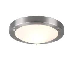 Plafonnier Verre Opale Blanc, Métal Nickel Mat, E27 Max. 60W - TRIO - CONDUS